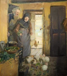 Gammelt par med kaniner
